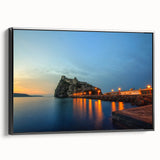 Black and white vintage poster art of Naples landscape on framed canvas, ideal for bedroom wall decor.