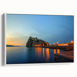 Framed canvas of vintage poster art depicting colorful Naples scenery, ideal for extra large living room wall.