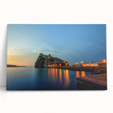 Black and white stretched canvas of Naples scenery, ideal for kitchen wall art.
