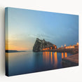 Side view of a large stretched canvas featuring a vibrant depiction of Naples, Italy, ideal for kitchen wall art.