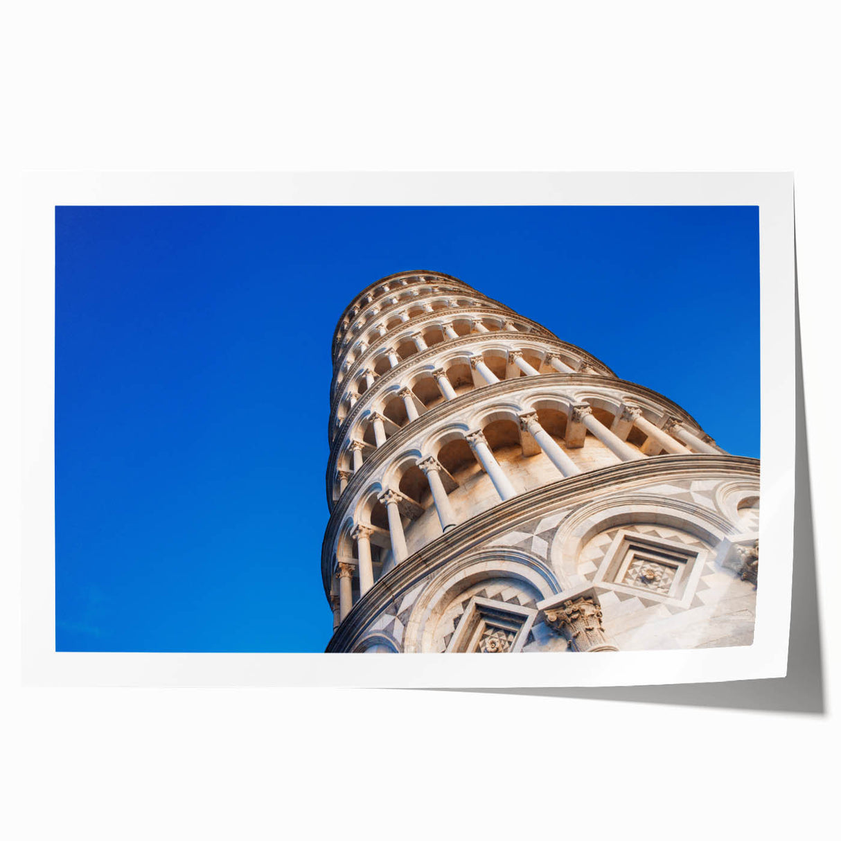 Print of Pisa, Italy with soft pastel shades on rolled canvas, suitable for art wall dining room.