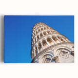 Black and white canvas print of the Leaning Tower of Pisa, ideal for kitchen wall art or bedroom ambiance.