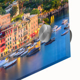 Mid-century modernist style large abstract art print of Portofino, Italy in acrylic glass, ideal for dining room art.