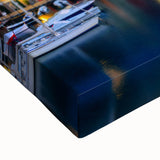 Black and white landscape art painting of Portofino, Italy on stretched canvas, ideal for bedroom wall art.