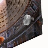 Large abstract depiction of Rome on acrylic glass in muted earth tones.