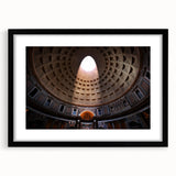 Extra large abstract art print of colorful, textured Rome scenery on black framed canvas, suitable for living room decor.