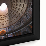 Extra large framed canvas of a textured black wall art depicting colorful Rome scenery, suitable for living room decor.
