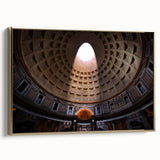 Framed canvas wall art featuring a vintage landscape painting of Rome in muted gold and black tones, ideal for bedroom decor.