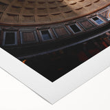 Art deco poster of Rome with muted earth tones on rolled canvas, suitable for dining room wall art.