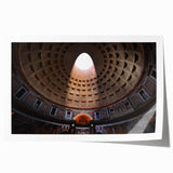 Rolled print of a Rome cityscape featuring historic architecture in muted earth tones, ideal for dining room wall art.