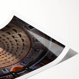 Extra large wall art of line art flowers over a scenic Rome backdrop on a rolled print, suitable for large living room decor.