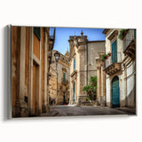 Framed canvas depicting a vibrant Sicilian landscape with vivid colors.