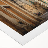 Art deco poster of Sicilian landscape on rolled canvas, featuring muted earth tones, ideal for dining room wall art.