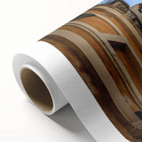 Art deco poster of Sicilian landscape with muted earth tones on rolled canvas, suitable for nursery wall art.