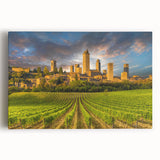 Black and white stretched canvas depicting the rolling hills of Tuscany, ideal for kitchen wall art.