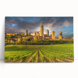 Black and white stretched canvas of the Tuscan landscape, ideal for kitchen wall art.