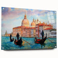 Acrylic print of Venice scenery with detailed architecture and muted watercolor tones, suitable for dining room decor.