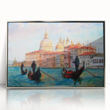 Framed acrylic print of a Venice scenery in muted earth tones, ideal for modern art wall decor.
