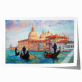Venetian canal scene in muted earth tones on a rolled canvas, suitable for art wall dining room.