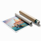 Venice canal scene on extra large rolled canvas with soft pastel shades, ideal for classy bathroom wall art.