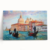 Black and white image of Venice scenery on stretched canvas, ideal for kitchen wall art.