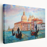 Venice canal scene in muted earth tones on stretched canvas, suitable for kitchen wall art.