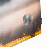 Large abstract wall art featuring a European scenery in Latvia, rendered in mid-century modernist style on acrylic glass.