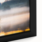 Extra large framed canvas featuring a textured, colorful depiction of a European scenery, ideal for living room decor.