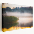 Scenic Latvia landscape on large stretched canvas with vibrant green and blue tones, ideal for kitchen wall art.