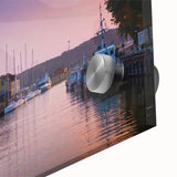 Large abstract wall art of a European scenery in Lithuania, rendered in mid-century modernist style on acrylic glass.