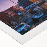 Art deco poster of a serene Lithuanian landscape in muted green and blue tones, printed on rolled canvas.