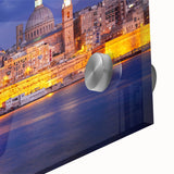 Large abstract wall art on acrylic glass depicting a vibrant Malta scenery, ideal for dining room decor.