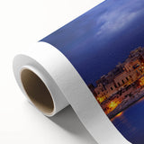 Art deco poster of Malta scenery in soft pastel shades on rolled canvas, suitable as nursery wall art.