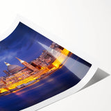 Extra large wall art featuring line art flowers in muted earth tones on a rolled canvas.