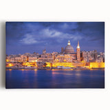 Black and white photograph of Malta's coastline on stretched canvas, ideal for kitchen wall art or bedroom decor.