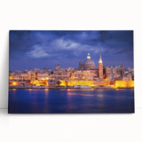 Black and white photo of Malta scenery on large stretched canvas, ideal for kitchen wall art.