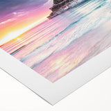 Art deco poster of the Mediterranean Sea with pastel blue and white tones on rolled canvas.