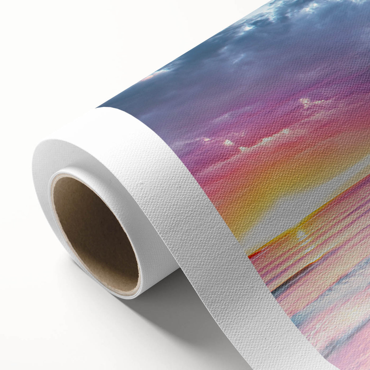 Art deco poster of Mediterranean Sea landscape in pastel shades on rolled canvas, ideal for nursery wall art.