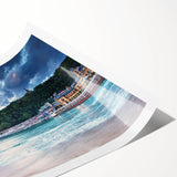 Extra large rolled print of line art flowers, featuring soft pastel shades, ideal for large living room wall art.