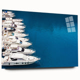 Acrylic print of a large abstract depiction of Monaco, featuring vibrant blue and pink tones.