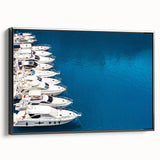 Black and white wall art featuring a vintage poster art style landscape of Monaco, printed on framed canvas.