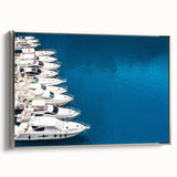 Framed canvas depicting a vintage-style Monaco landscape with colorful buildings and a black sky.