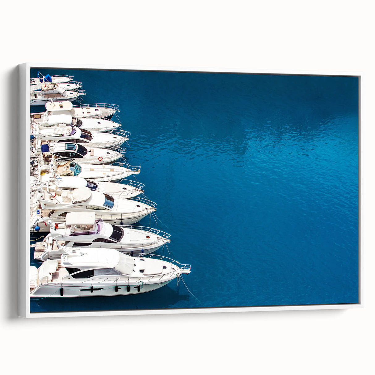 Vintage poster art of Monaco with colorful details on extra large white-framed canvas, suitable for living room decor.