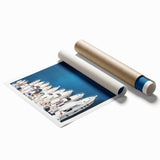 Rolled print of Monaco scenery with vibrant floral elements, suitable as classy bathroom or large living room wall art.