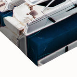 Large art of a black and white landscape painting of Monaco on stretched canvas, ideal for bedroom wall decor.