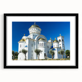 Abstract art print of Montenegro scenery in vibrant colors on a large textured canvas, ideal for living room decor.