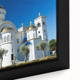 Extra large framed canvas featuring a textured depiction of Montenegro scenery in vibrant colors.
