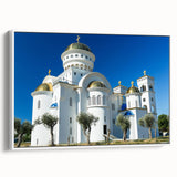 Vintage poster art of Montenegro scenery on framed canvas, featuring vibrant colors, ideal for living room decor.