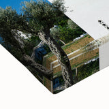 Large art of a black and white landscape painting of Montenegro on stretched canvas, ideal for bedroom wall decor.