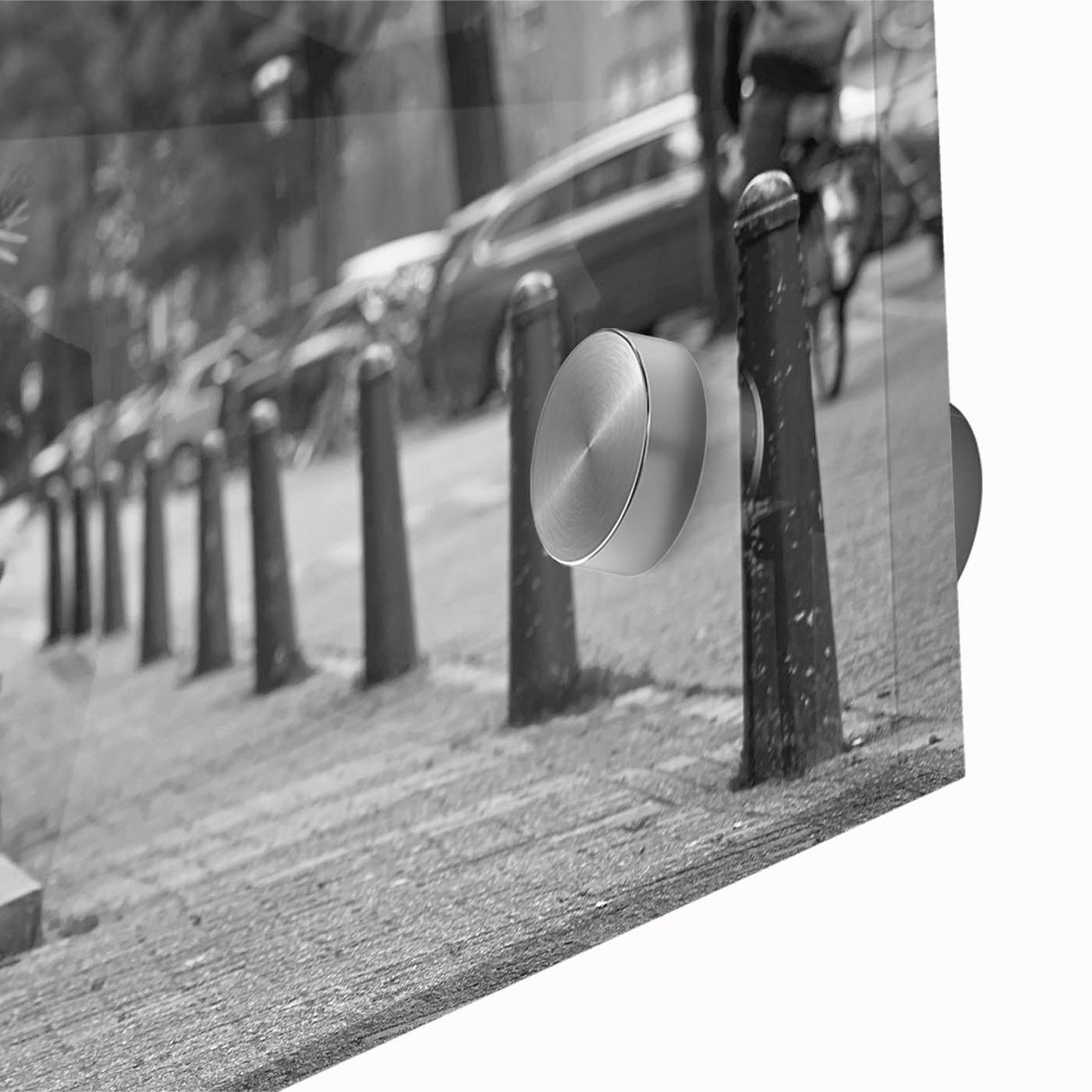 Acrylic print of large abstract wall art depicting Amsterdam scenery in mid-century modernist style.